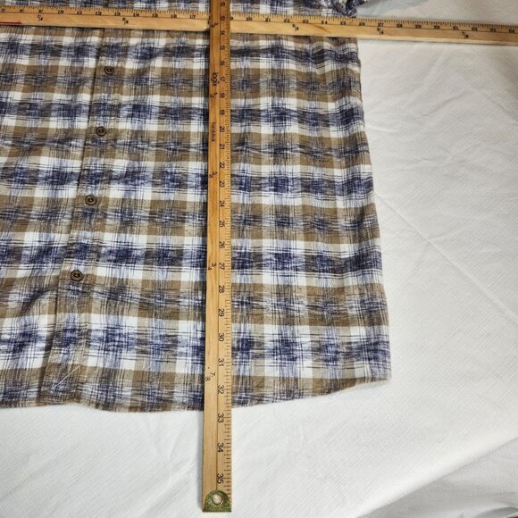 Solaris Shirt Men's Tall Man Cream White  Plaid ButtonUp Long Sleeve Size XLT 14 - Picture 7 of 15